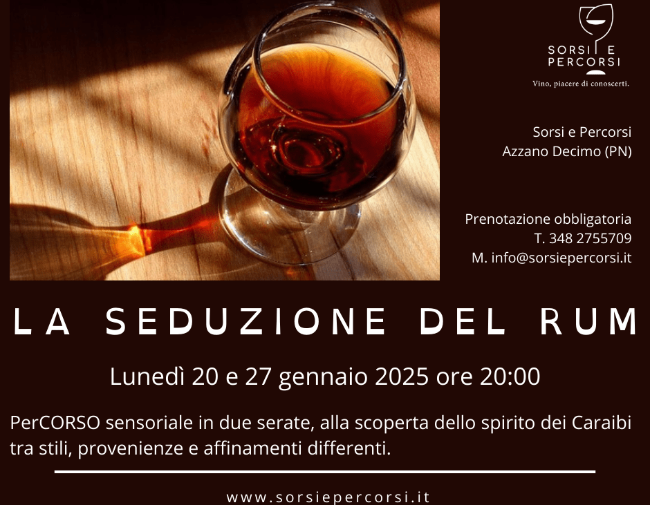 LA SEDUZIONE DEL RUM. perCORSO DI AVVICINAMENTO AL RUM e ABBINAMENTI INSOLITI